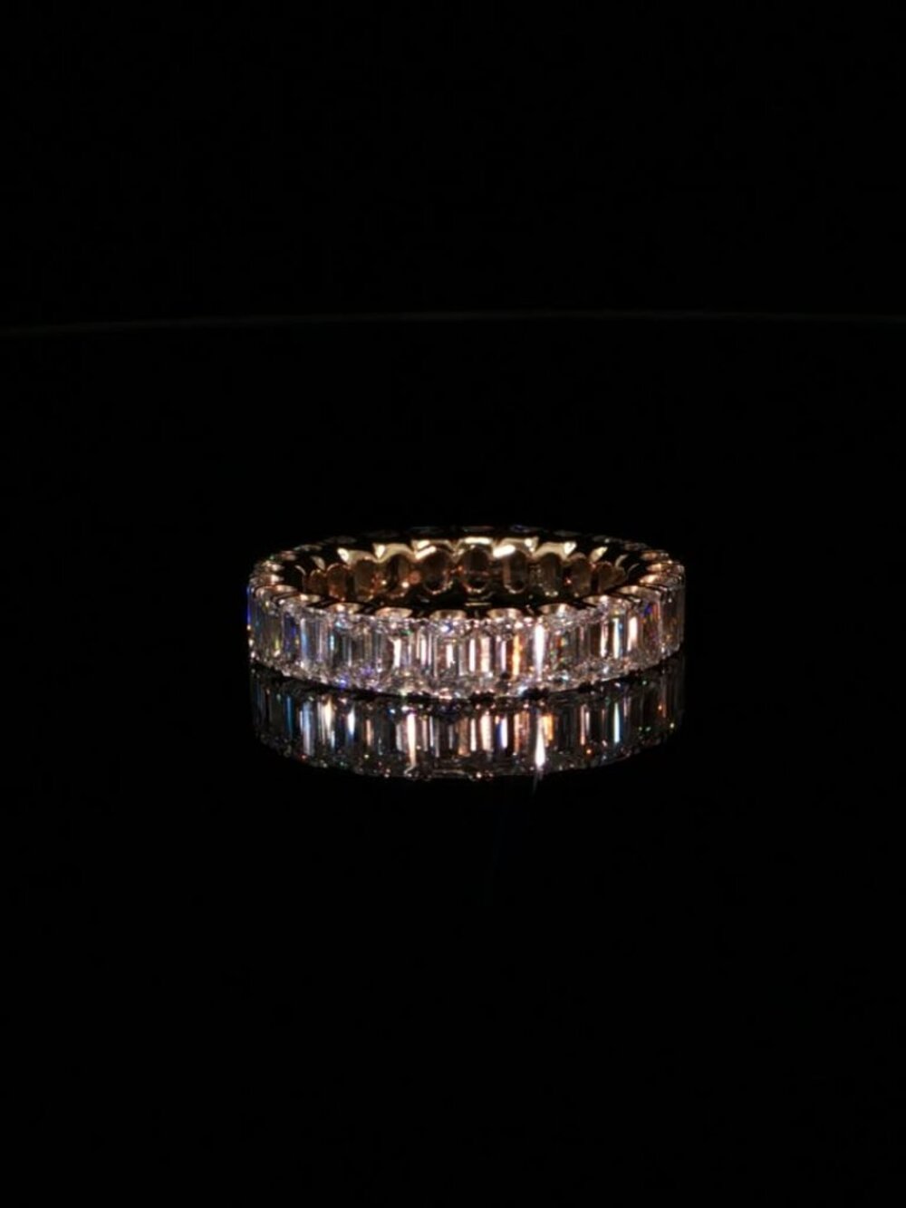 5.39 CTW Emerald Cut Lab Grown Diamond Eternity Ring in 14K Yellow Gold